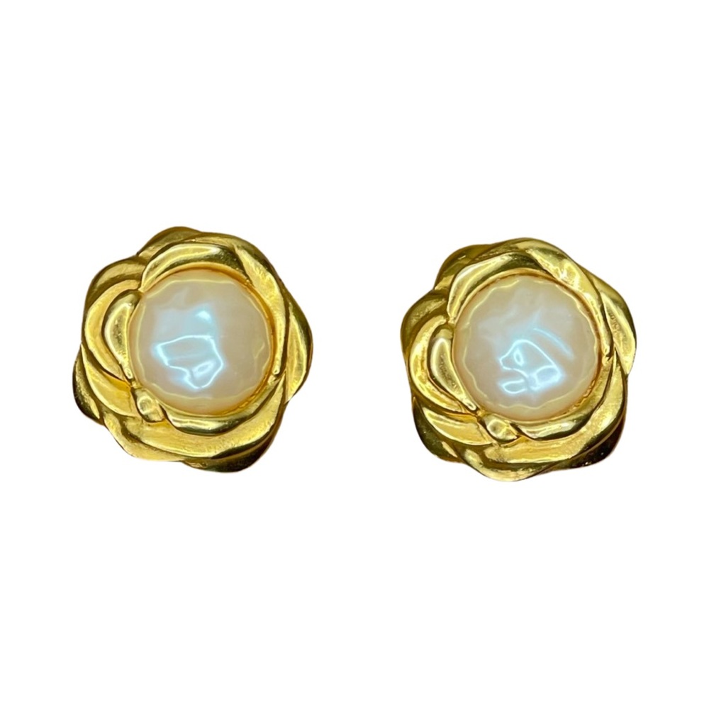 Vintage Givenchy Gold Flower Earrings